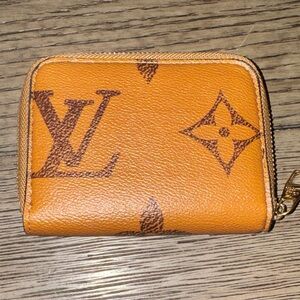 Orange Monogram Zip Wallet